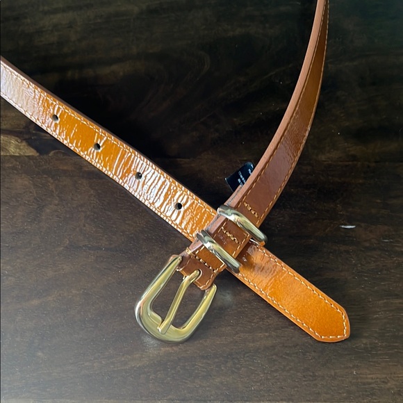 Women’s Tan Patent Leather Belt - Picture 2 of 3